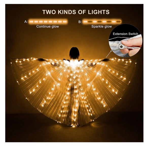 Spirit Whimsical Angel Costume with iMucci LED Wings Medium 8-10 Dress Halo - Picture 12 of 13